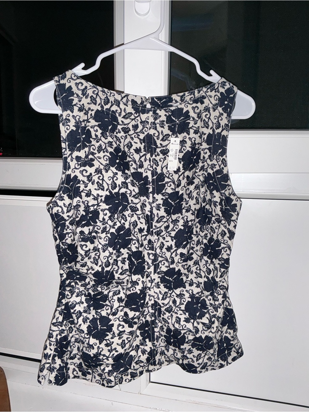 Madewell Navy Floral Sleeveless Peplum Camisole
